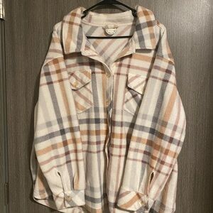 Plaid Women's Jacket in Cream and Tan